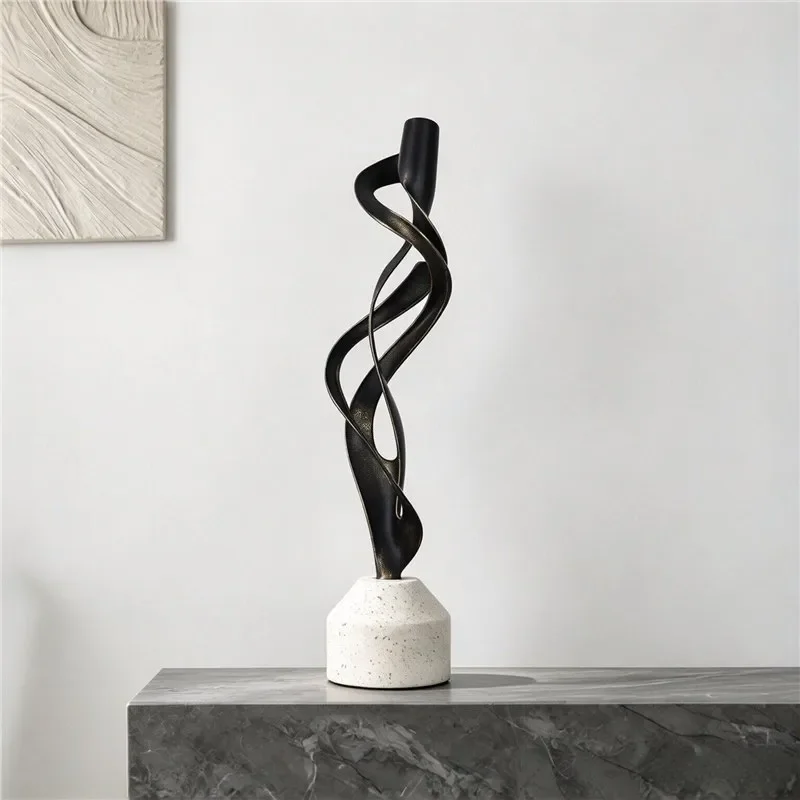 Modern abstract metal spiral ornament Italian light luxury living room TV cabinet entrance high-end soft decoration sculpture