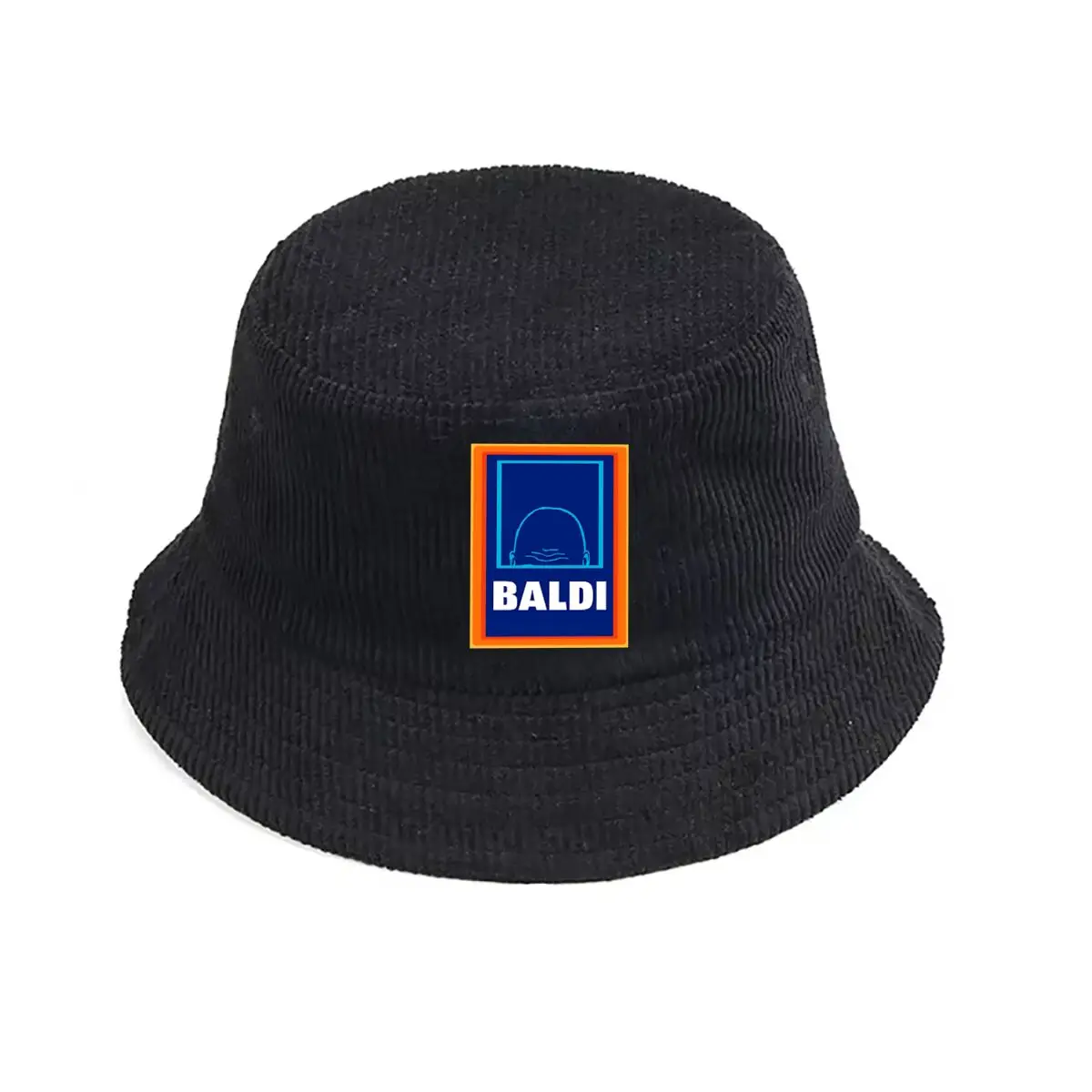 

Baldi logo with blue and orange frame possibly related to a game or brand Fisherman Hat Winter Cap