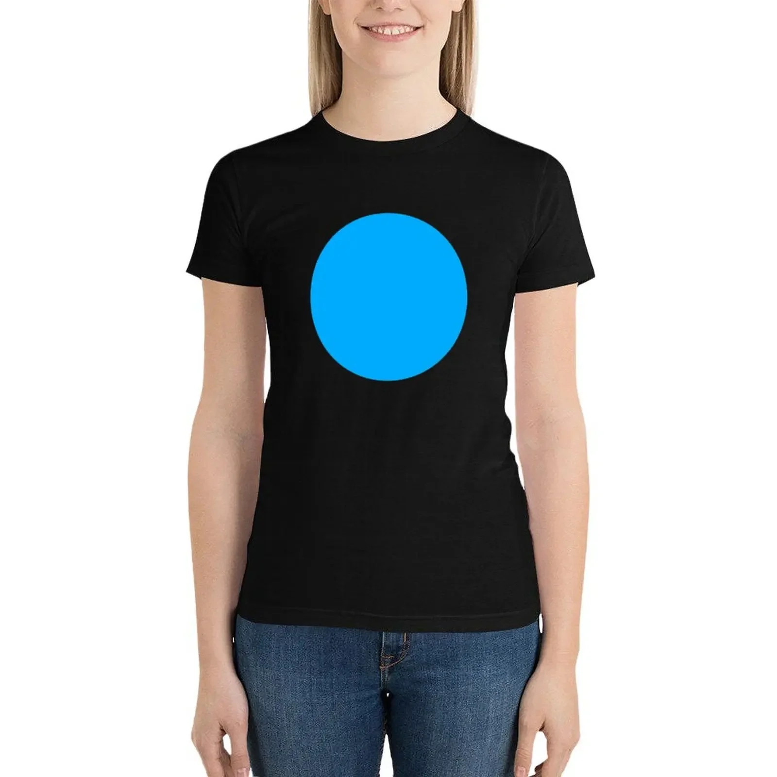 Vibrant Light Blue Circle T-Shirt summer top anime quick-drying customizeds Woman fashion