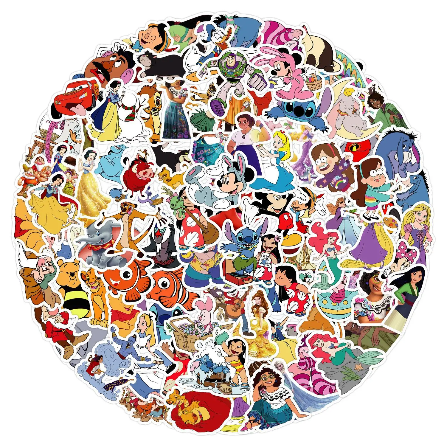 

50/100PCS Cute Disney Character Mickey Mouse Princess Cartoon Stickers Aesthetic Laptop Car Mix Anime Sticker Kid Toy