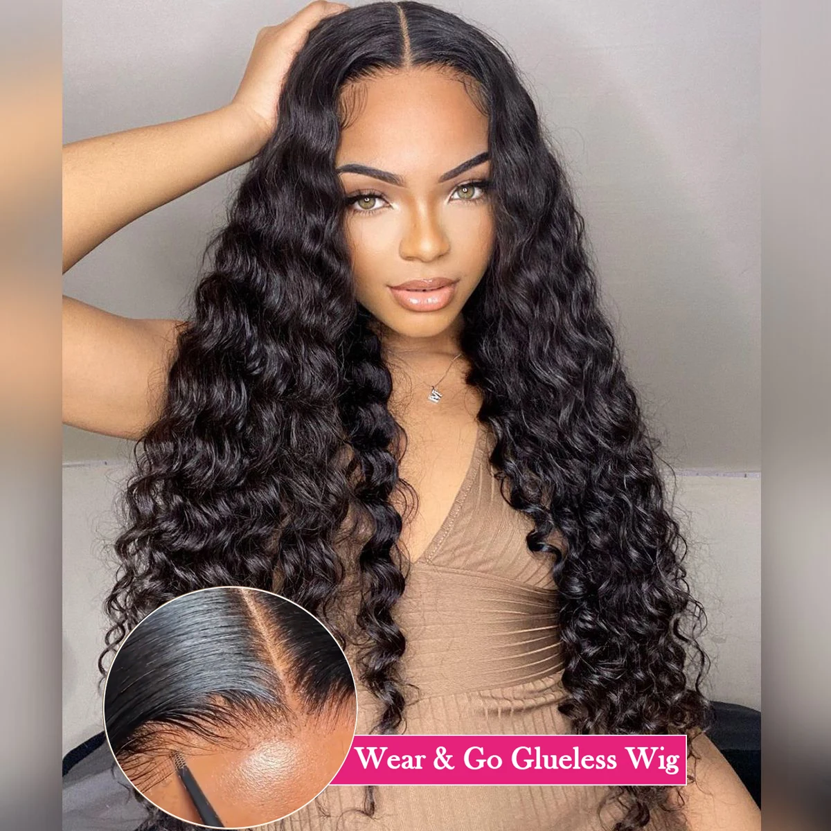 Wear And Go Glueless Deep Wave Frontal Wig  5×5 6x4 HD Lace Closure Wig Pre Plucked Hairline Pre Cut Human Hair Wigs for Women