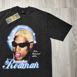 Yao888 Retro Dennis Rodman Big Face Graohics 100% Cotton Summer Sport Tops Tee Oversize Casual HipHop Streetwear T Shirt For Men