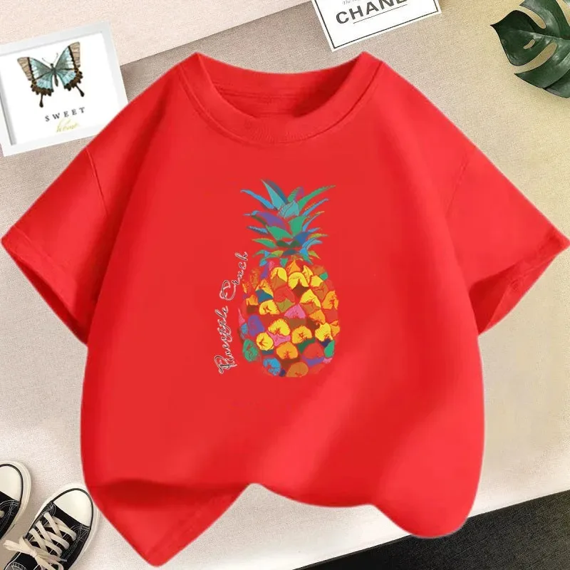 Girl Graphic Watermelon Pineapple Printed T-shirt Fruit Short Sleeve Summer Tops Shirt Kids Clothing Fashion Tee