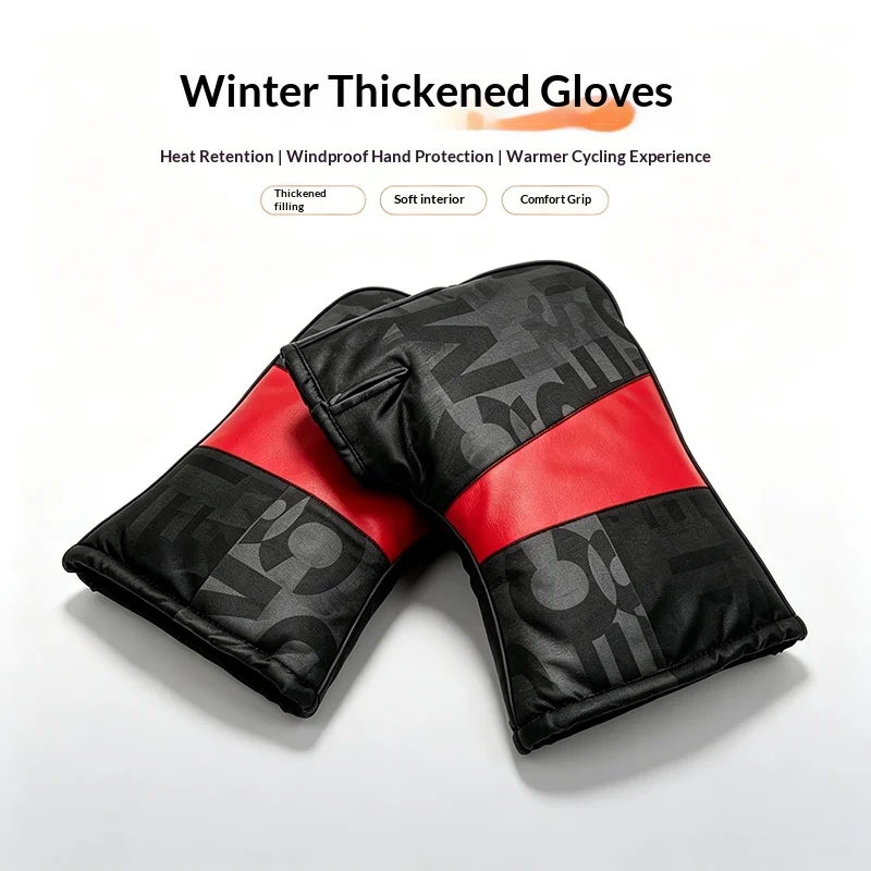 Waterproof Winter Motorcycle Handlebar Muffs 1Pair Thick Fleece Windproof Hand Warmer Gloves Warmer Mitts for Scooter Motorbike