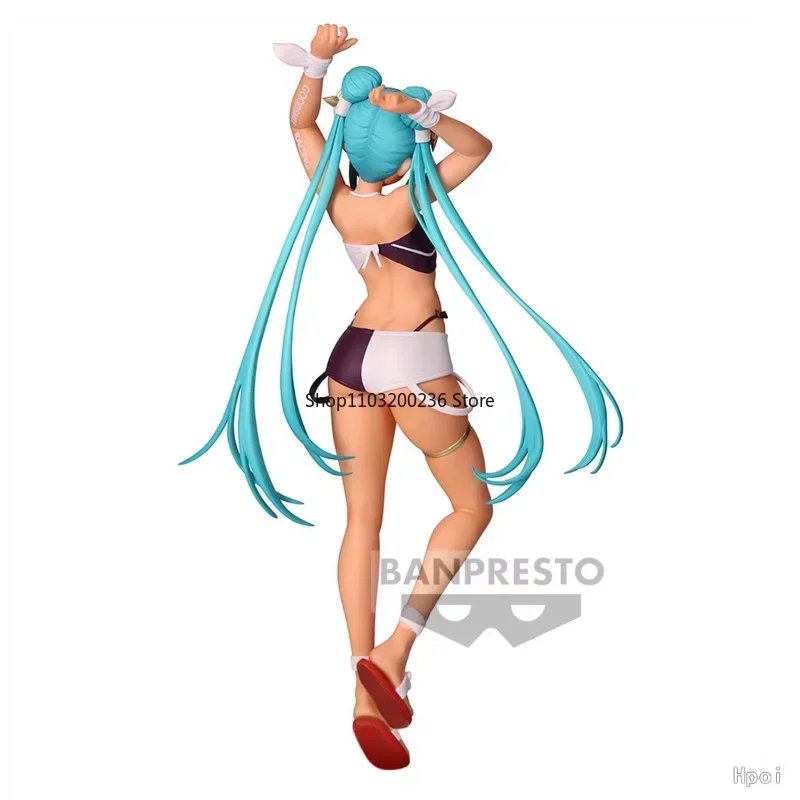 20cm Original Banpresto VOCALOID Hatsune Miku Racing Miku 2023 Tropical PVC Action Figure Model Collection Doll Toys