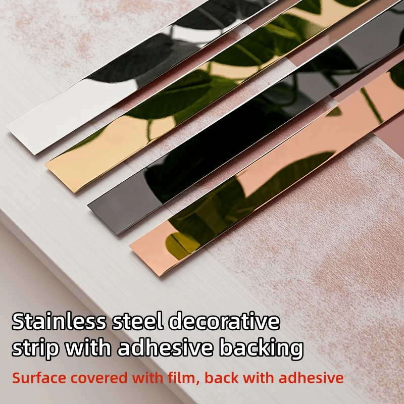 [Mirror Style] 2.4-Meter-Long Self-Adhesive Decorative Strip, Made of Stainless Steel Material, Home Decoration Wall Sticker