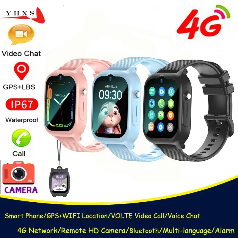 Smart 4G Remote Camera GPS WI-FI Tracker Location Wristwatch SOS Video Call Monitor Sim Card Kids Students Phone Neckable Watch