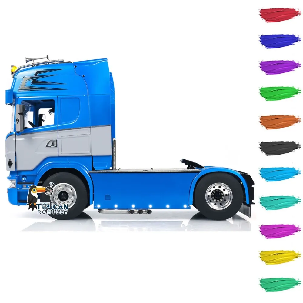 Toys 4X4 1/14 LESU RC Tractor Truck DIY Customized Controlled Painted Finished Car Metal Chassis Model Light Vehicle THZH1809