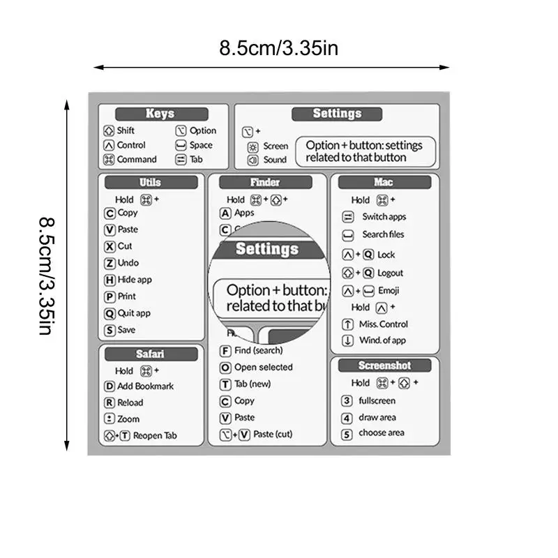 Autocollant de raccourci de clavier Word/Excel, guide de référence rapide, pour PC portable, PVC