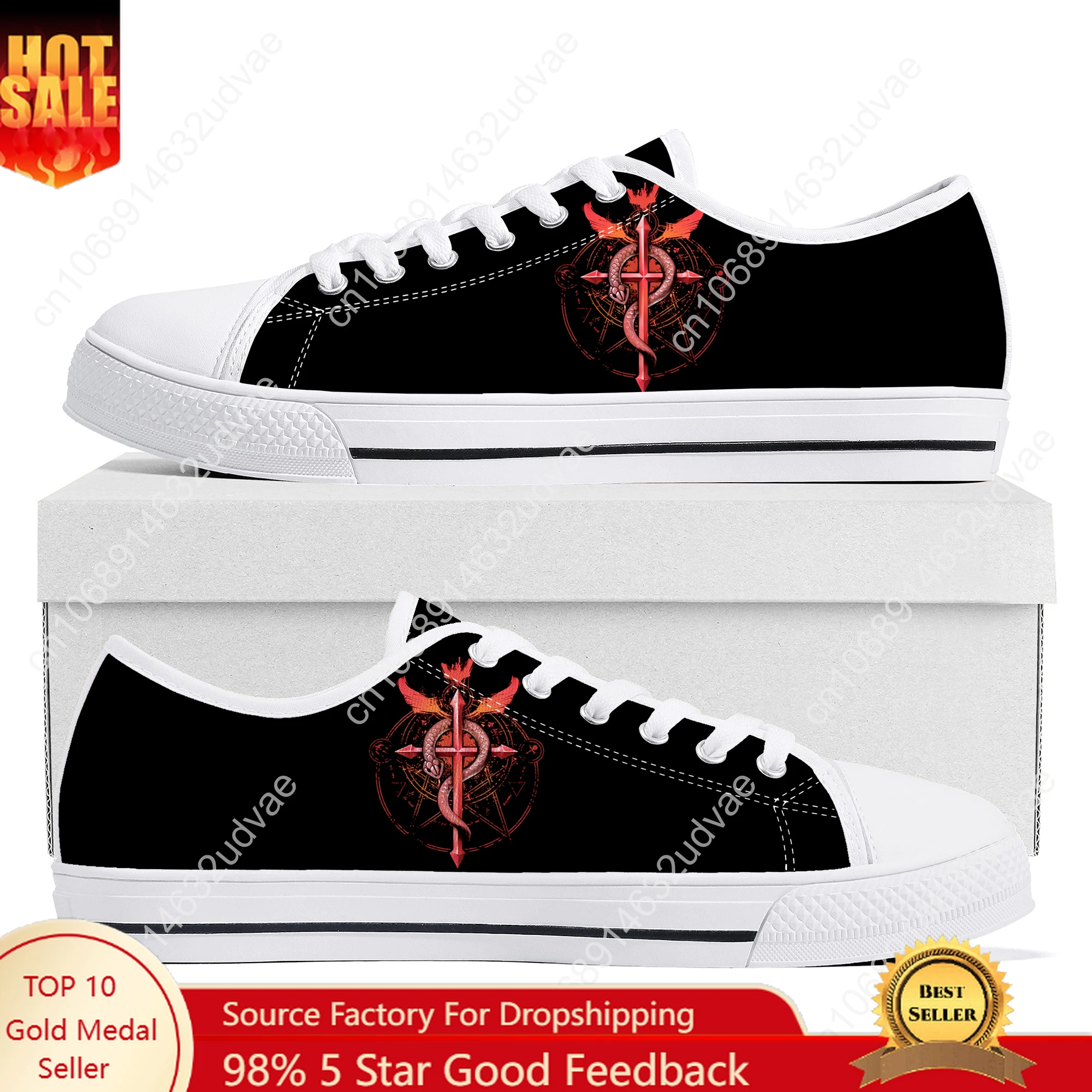 

Fullmetal Alchemist Sneakers Low Top Shoes Men Women Teenager Canvas High Quality Sneaker Custom Made Shoes Customize Shoe White