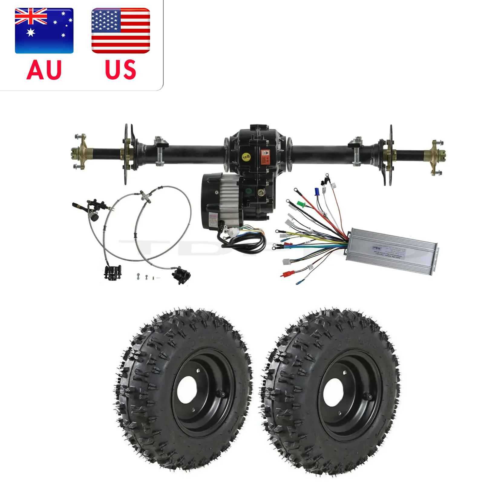 

1000W48W Brushless Differential Motor Assembly Shaft Differential 6" Wheels 34" Go Kart Rear Axle Kit For DIY ATV GoCart Trike