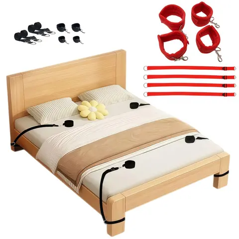 Bed Bondage Restraint Kit with Wrist & Ankle Cuffs Adjustable Bed Straps Couples Intimate Play Restraint Accessory Adult Sex Toy