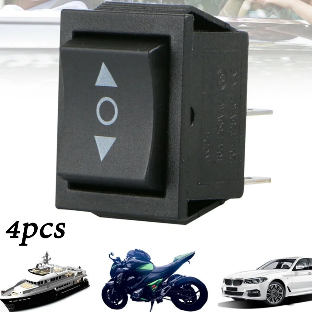 4PCS DPDT Black Rocker Switch Power Switch ON-OFF-ON 3 Position 6 Pins The Arrow Is Reset 16A 250VAC/ 20A 125VAC