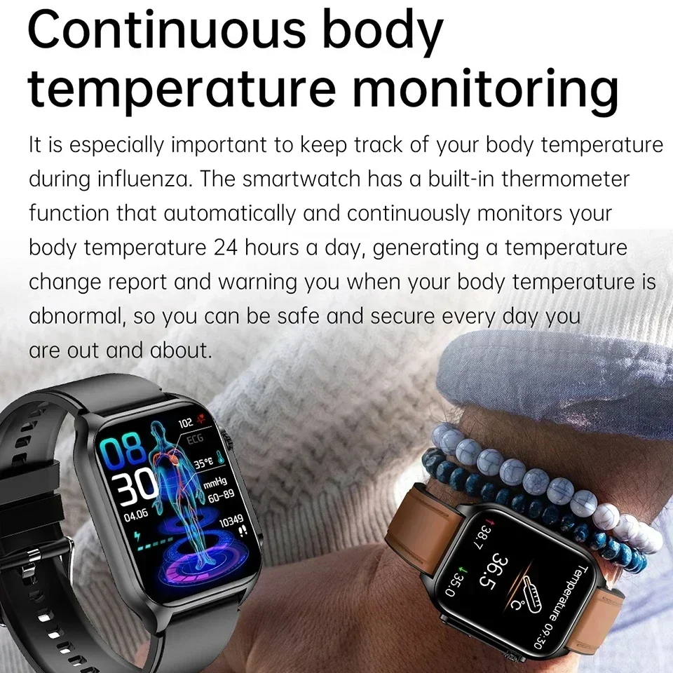 Xiaomi New Blood Glucose Monitor Health Smart Watch Men ECG+PPG Blood Pressure Measurement IP67 Waterproof Sport Men Smartwatch