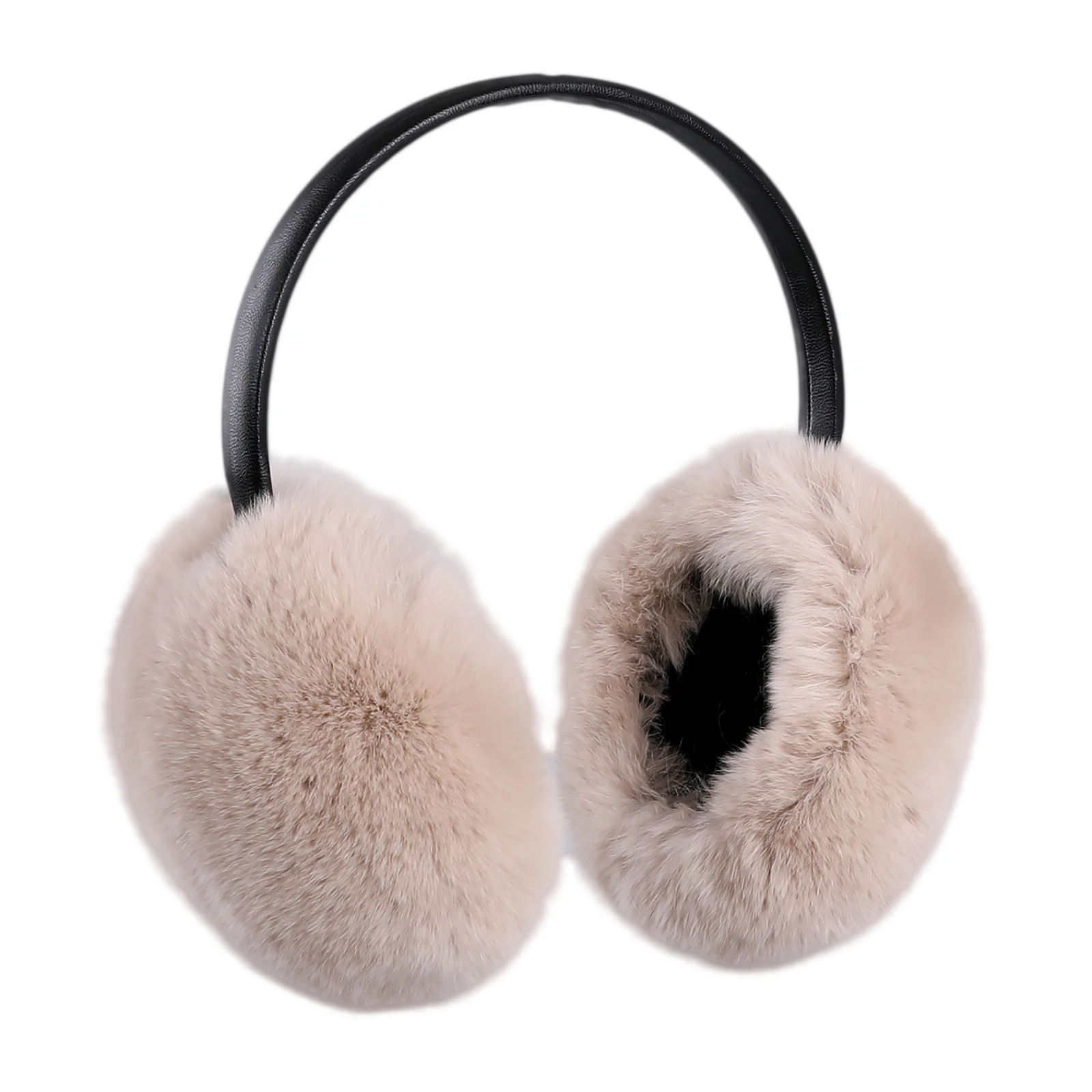 BOONJOVIA Adjustable Real Rex Rabbit Fur Earmuffs Soft Warm Ear Muffs for Winter Women Men Velvet Lining Ear Warmers