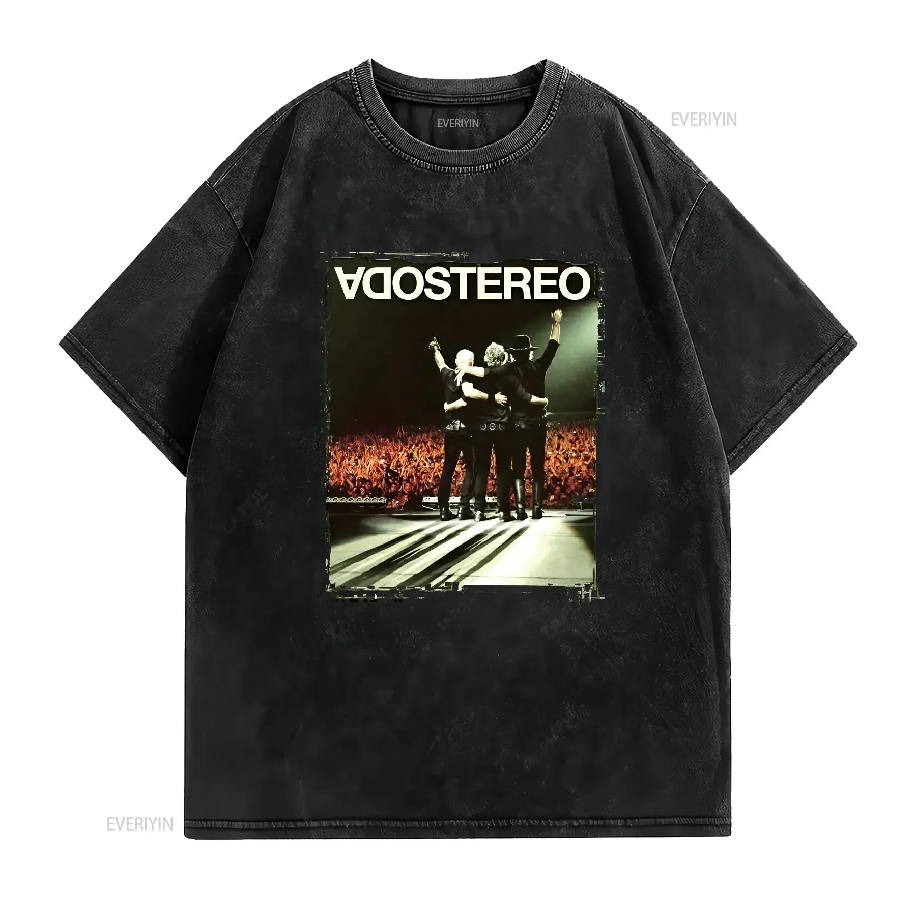 Soda Stereo Members Concert Show Retro White T Shirt vintage Washed homme Stretched Slightly Casual Unisex streetwear Soft