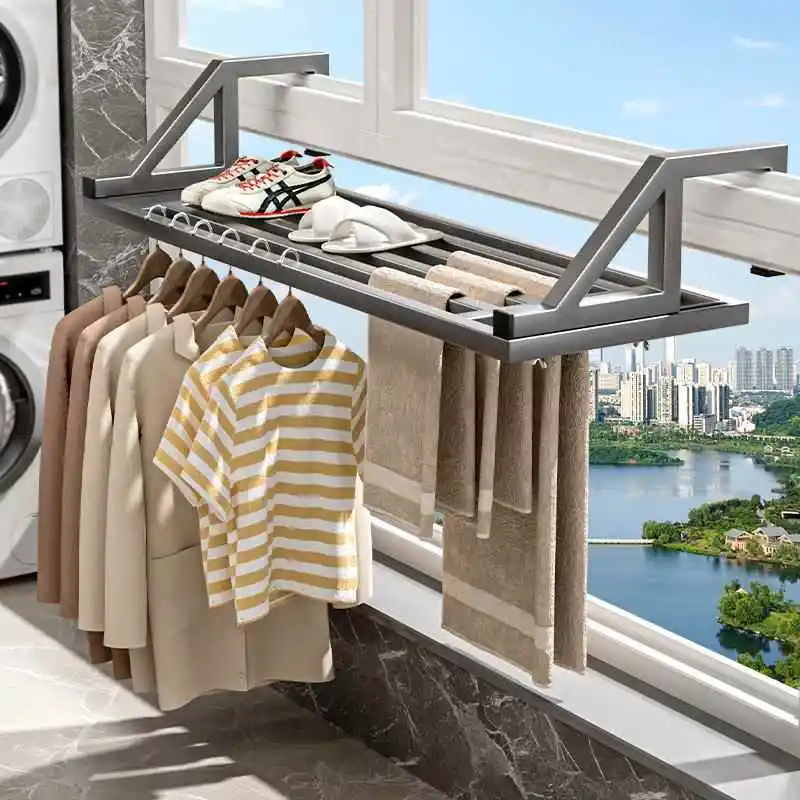 

Balcony Clothes Drng Ra Outdoor oe Drng Stand Window Curtain Rod Retractable Carbon Steel Clothes Drng Tool