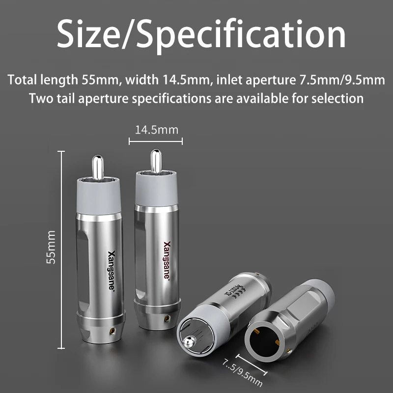 يتم استخدام مقابس RCA من الفضة النقية من Xangsane لصنع كابلات الإشارة والخطوط المحورية