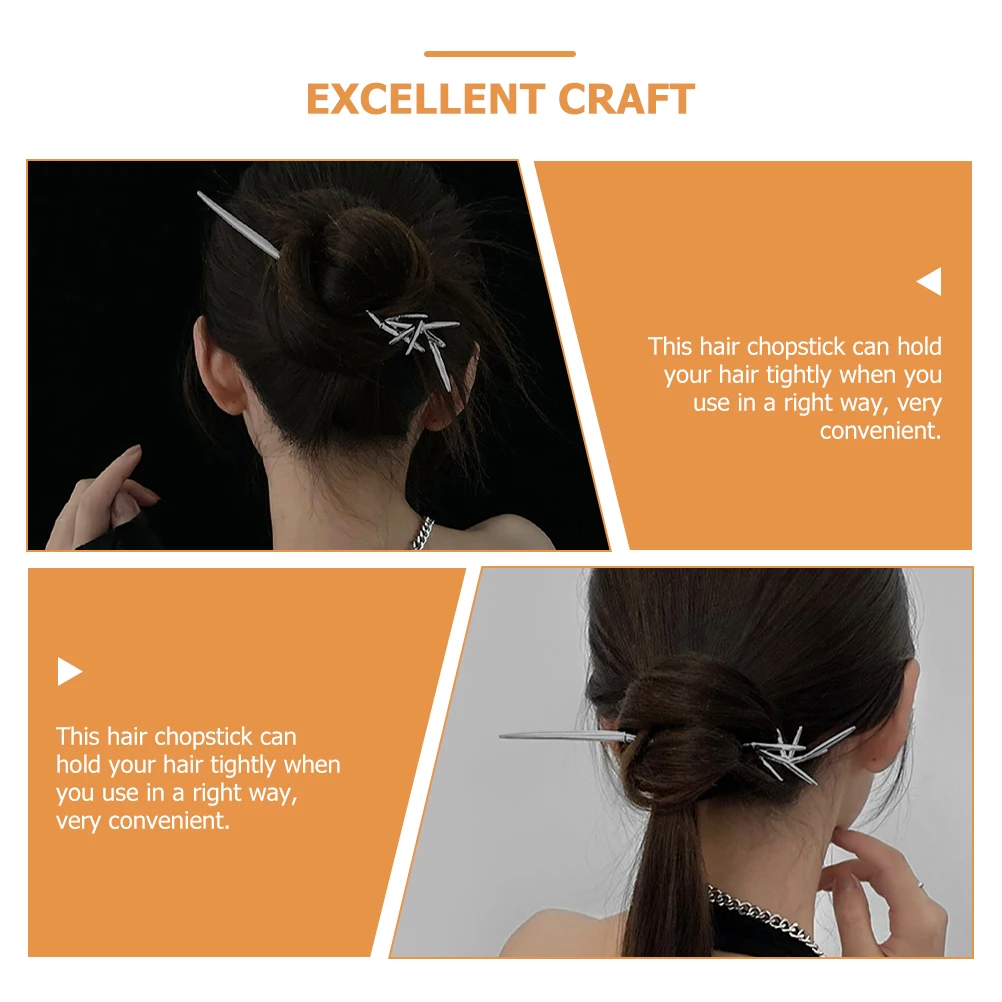 

2pcs Chopsticks Vintage Metal Sticks Bamboo Shape Smooth Accessories For Women Long Hair Styling Tools Chinese Classical Hair