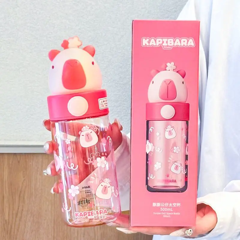 Kawaii Capybara Water Bottle  Back To School Cute Tumbler Aesthetic Tritan Drinking Bottle Gift BPA Free kapibara