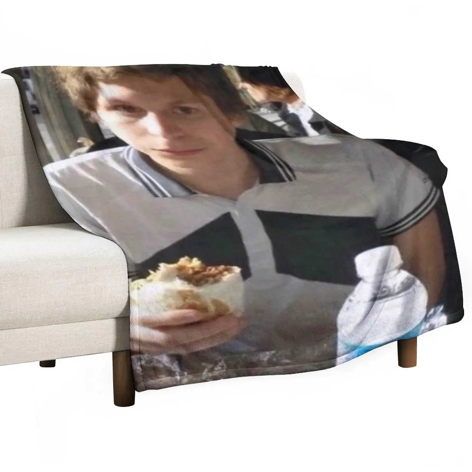 

Michael Cera Eating Burrito Throw Blanket Fluffys Large Personalized Gift Sofa Quilt Blankets