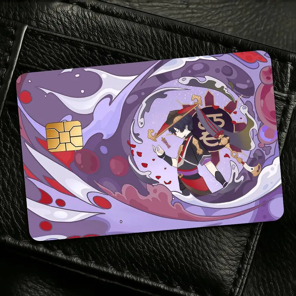 Game Genshin Impact Scaramouche Wander Credit Skin Cover Card Stickers 4PCS Film Bus Pass Front Decoration Bank Debit Waterproof