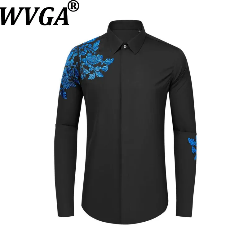 

Мужская рубашка WVGA с объемной вышивкой, модная, с длинным рукавом, повседневная, из хлопка, в стиле Ins W20406, новинка весна-лето