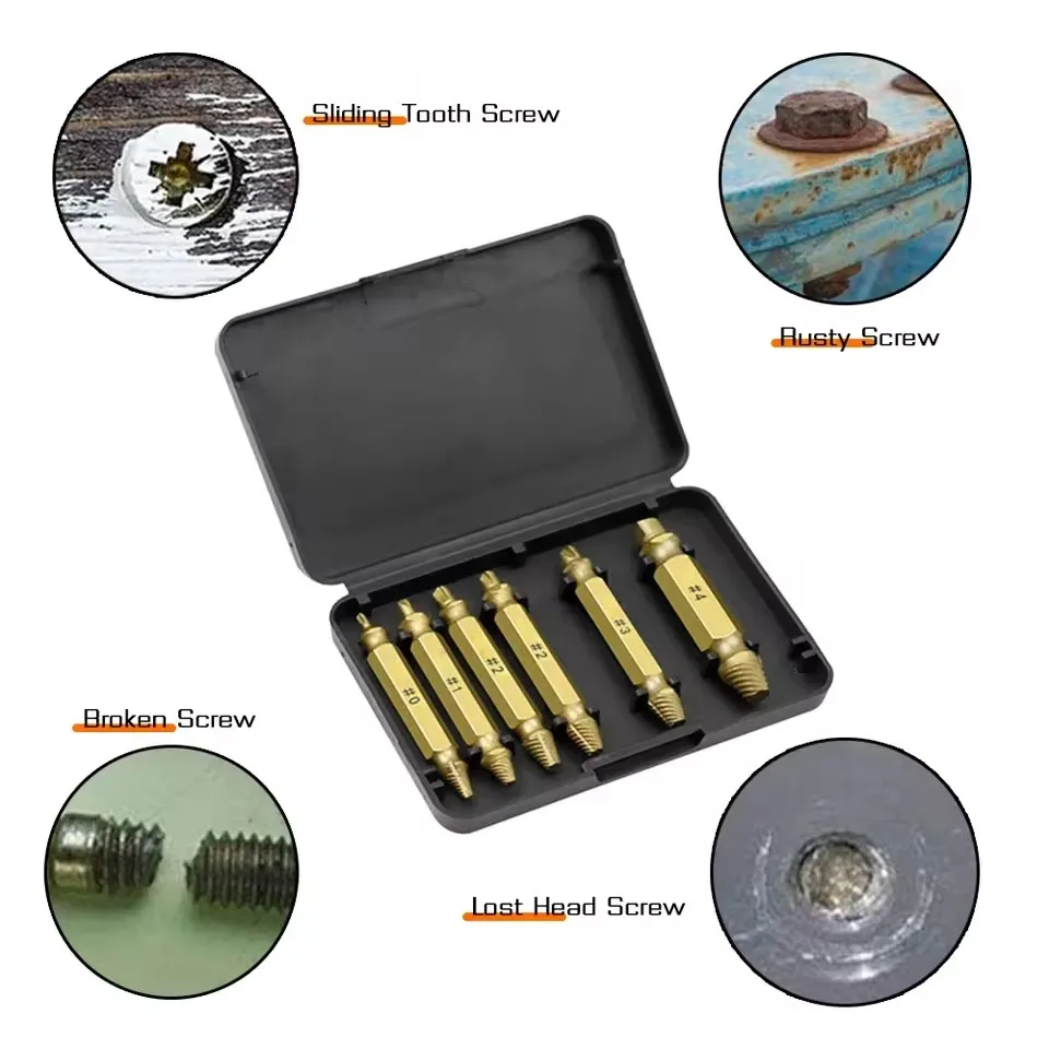 Stripped & Broken Screw Bolt Remover, Damaged Screw Extractor Drill Bit Set, Easy Out Demolition Tools for Quick Screw Removal