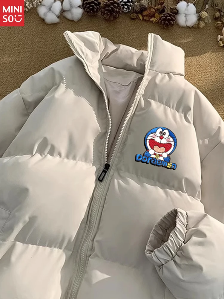 

Женская стеганая одежда Miniso с вышивкой, мужская зимняя одежда для хлеба, свободная стеганая куртка, утепленная теплая куртка