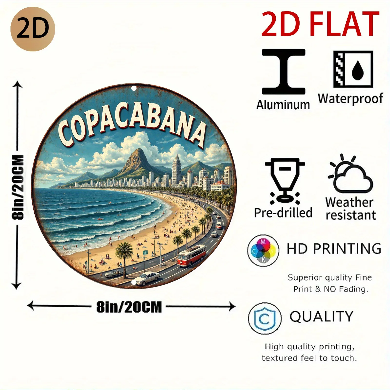 Copacabana Themed Metal Wall Art Sign - Retro Brazil Dance & Copacabana Beach Rio de Janeiro Decor, Vintage Latin Hanging Decora
