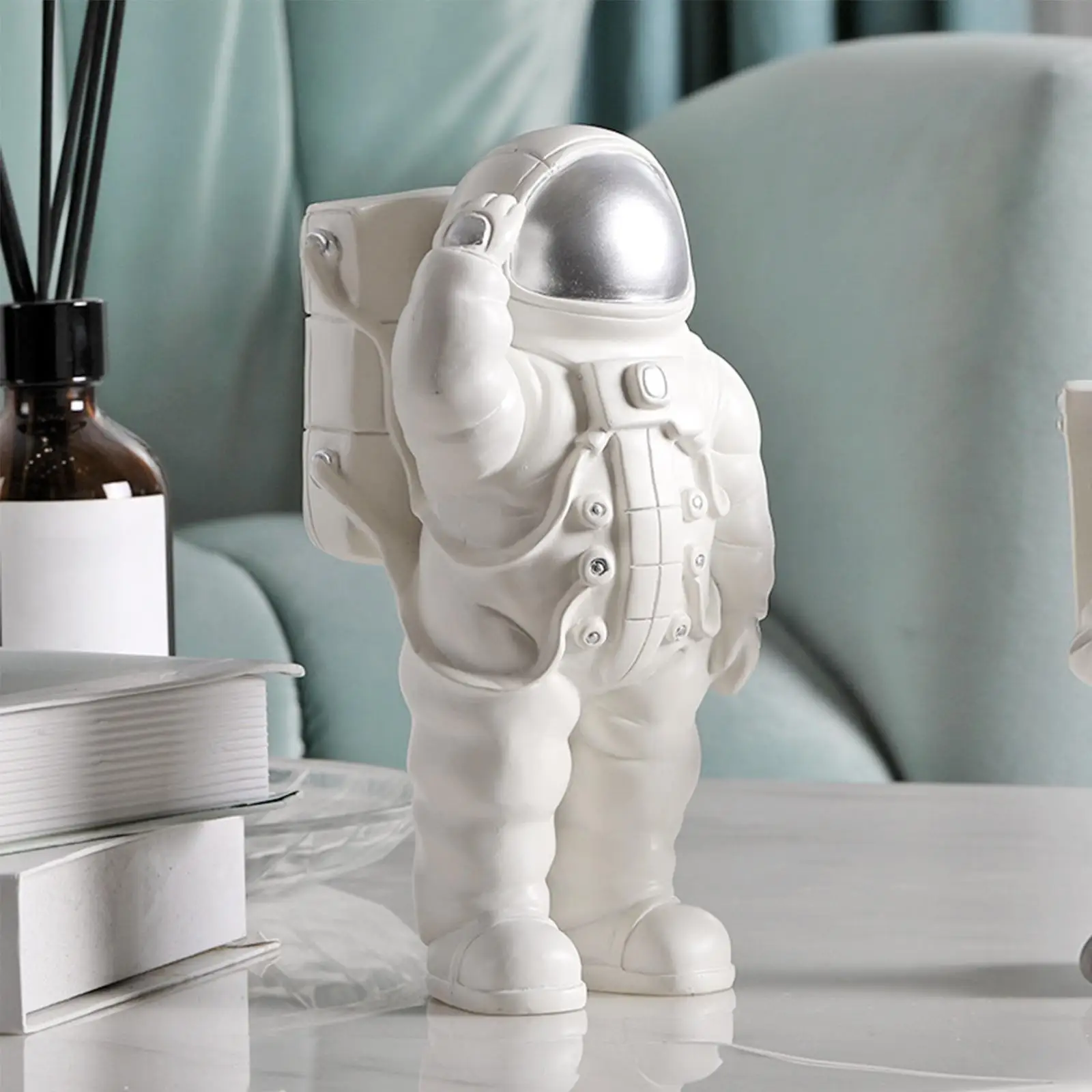 Resin Spaceman Figurine Astronaut Decor for Home Office Shelf Tabletop Ornament Cute Space Art Sculpture