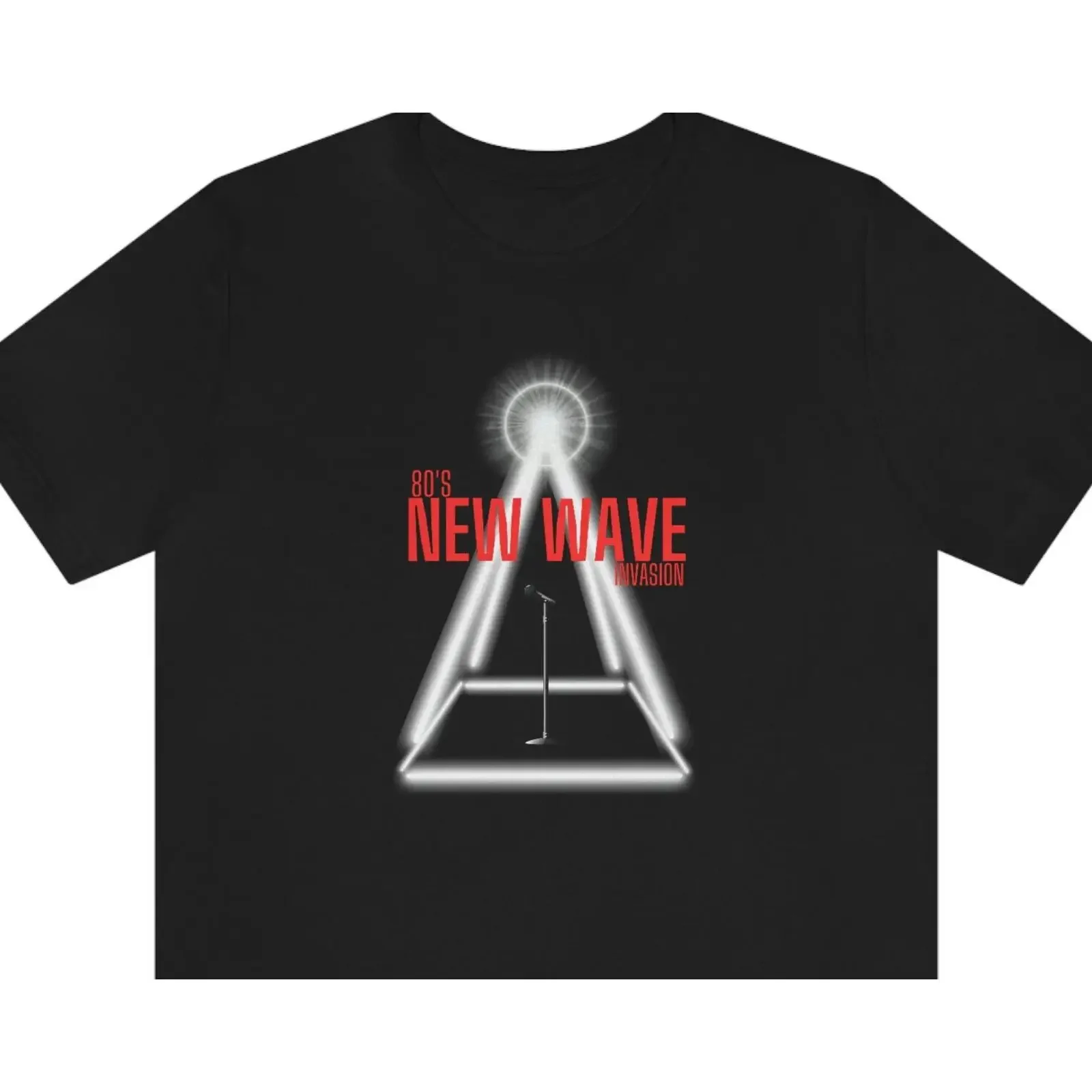 80's New Wave Invasion Neon Stage T Shirt Retro 80s Vintage Music for Lover  vintage Washed Versatile Stretched homme