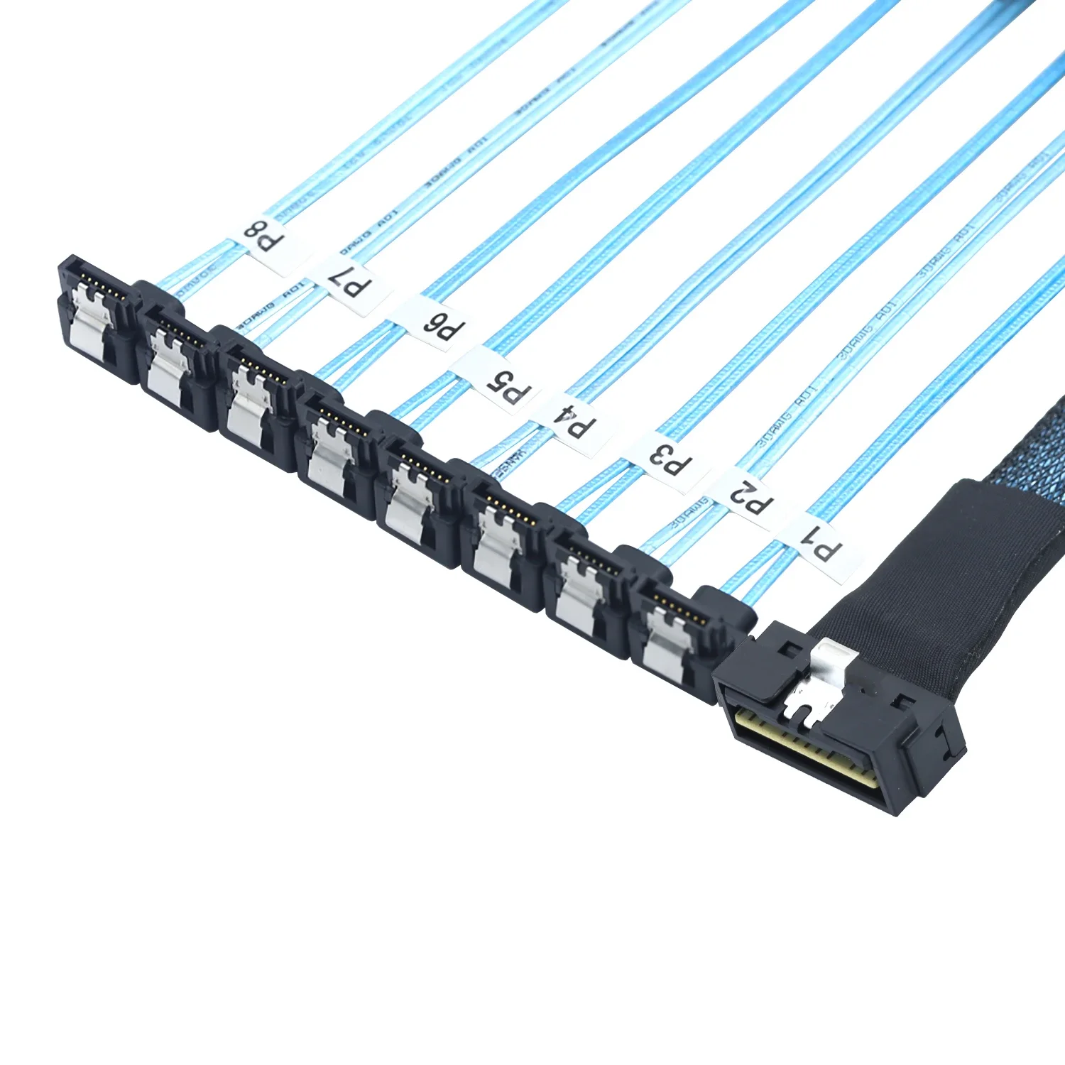 PCI-E Ultraport Slimline SAS 4.0 LP Niskoprofilowy kabel serwerowy SFF-8654 8i 74pin do 8X SATA 7Pin 90 stopni