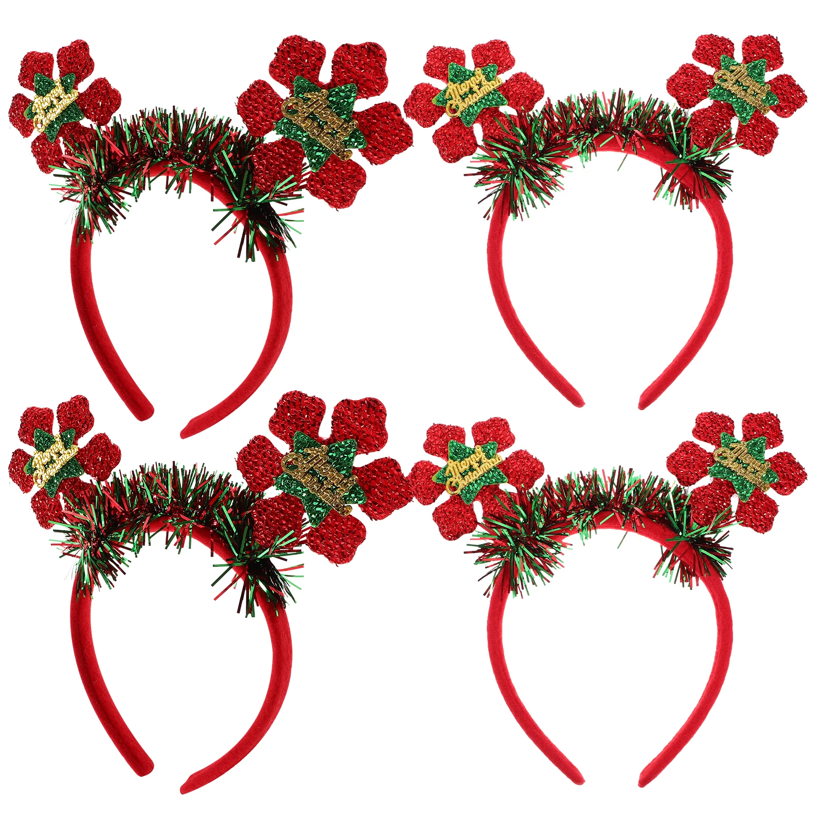 

4pcs Snowflake Headband Hair Hoop Holiday Decorations Headdress Christmas Accessories Lightweight Safe Comfortable Fits
