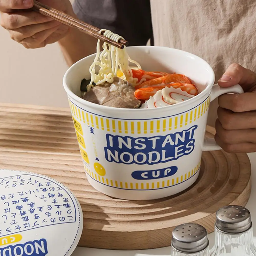 1000ml Noodle Bowl Japanese Ceramic Cup Bowl With Cover Bento Box Student Lunch Box Instant Noodle Bowl Soup Bowl Ramen Bowl