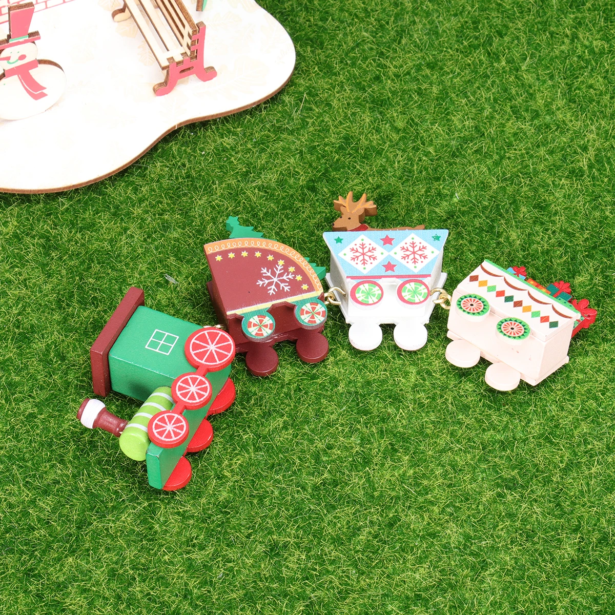 

Colorful Small Train Ornaments Christmas Decorations Xmas Trains Desktop Bedroom Living Room Wooden Centerpieces Holiday Party