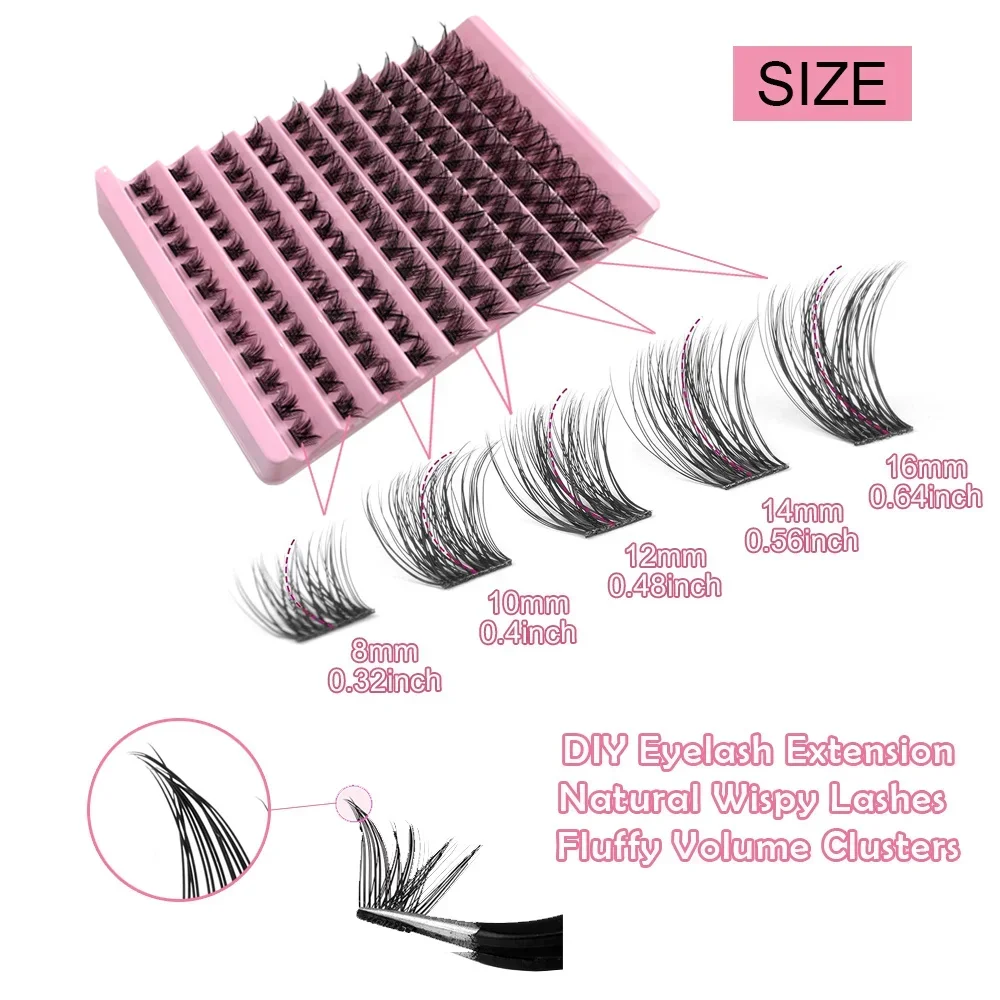 Eyelashes Extension Cluster Lashes Individual Full Volume Lashes Natural Look 8-16MM DIY False Lashes Mink D Curl