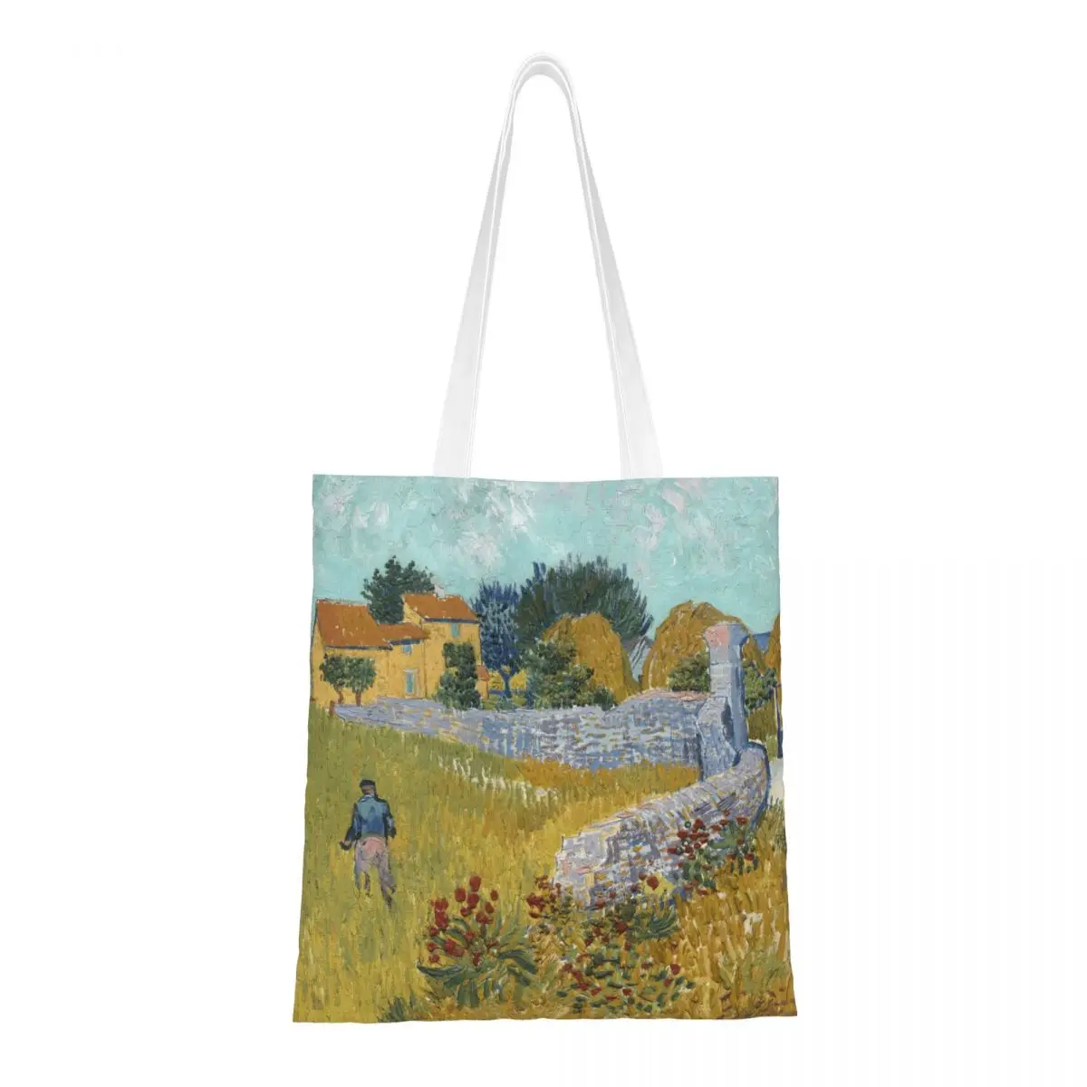 

Винсент Ван Гог Художественный фермерский дом в провансе Холщовая большая сумка Модная большая вместительная продуктовая сумка для женщин Сумка для покупок с картиной маслом