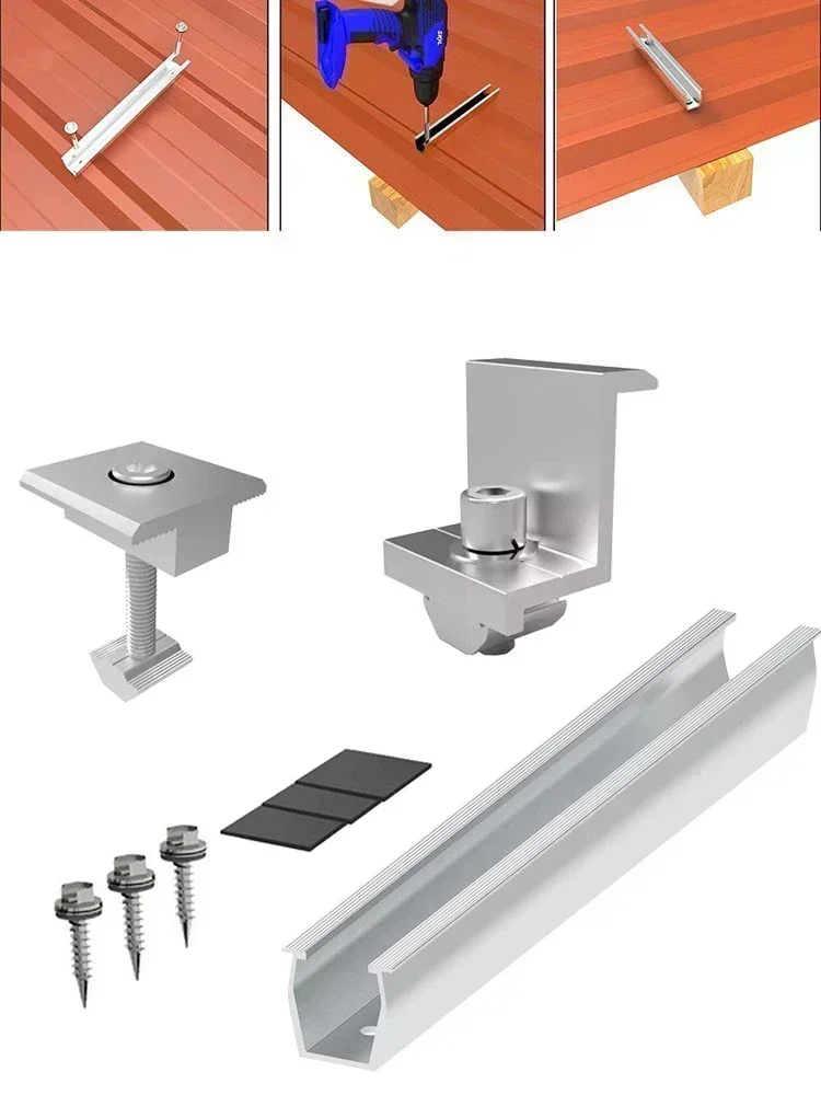 2/4 Sets 30/35mm Solar Panel Module Aluminum Bracket Rail Trapezoidal Sheet For PV Solar Photovoltaic Bracket Mounting Rail