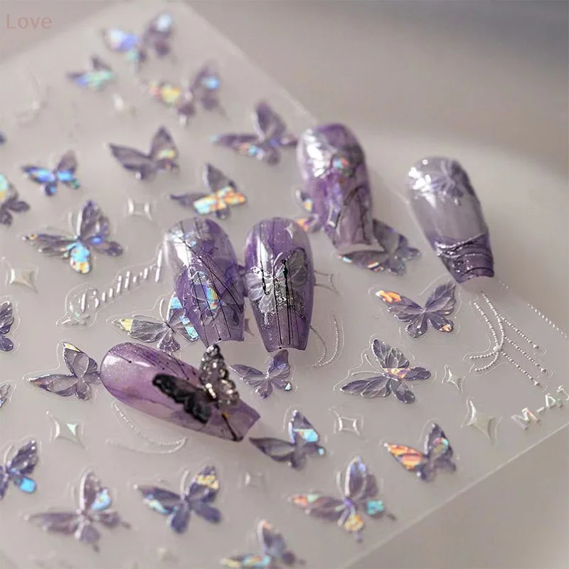 [L&P] ملصق أظافر على شكل فراشة ملونة لتعزيز اللمعان لاصق لتزيين الأظافر في صالونات التجميل مجسمة بنفسك