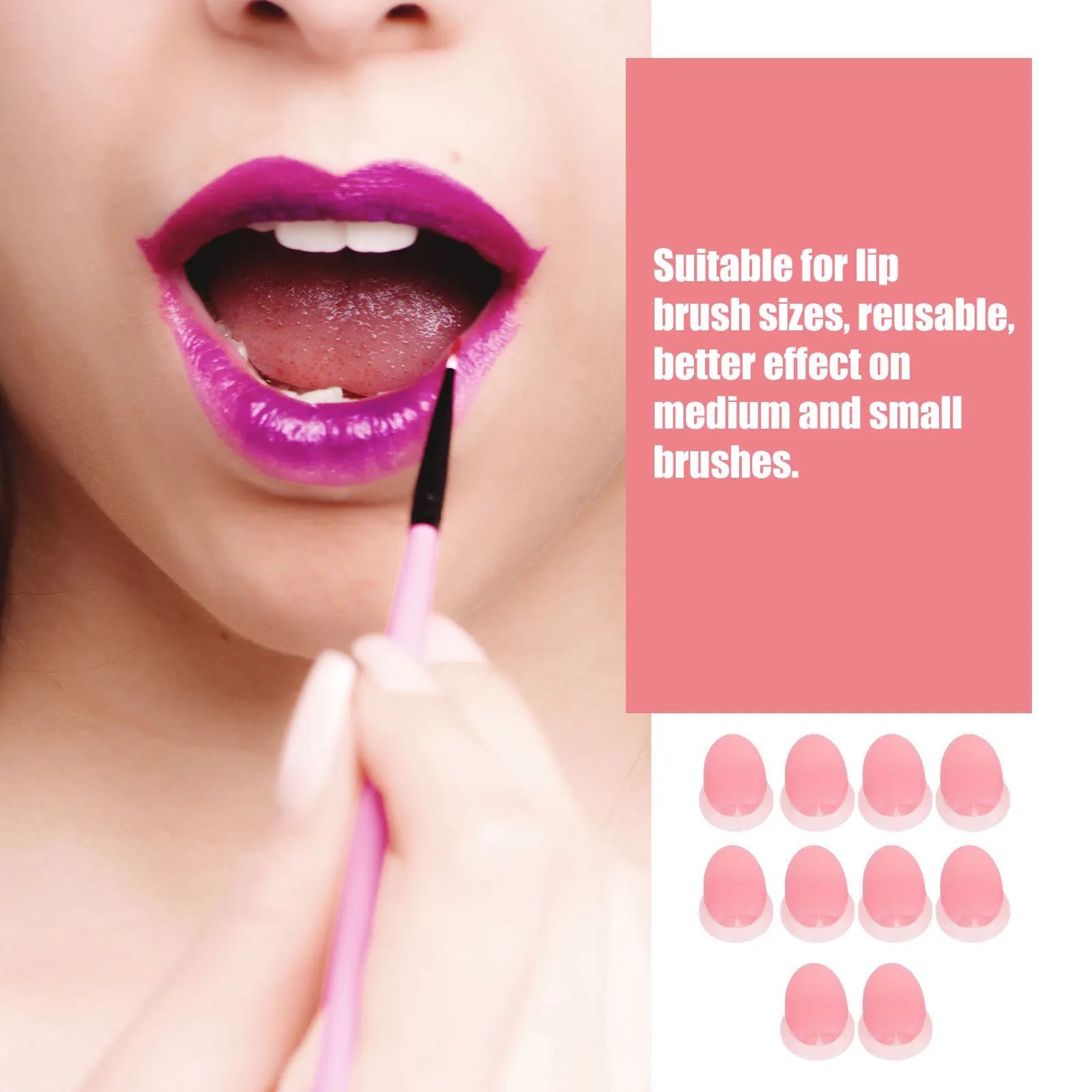 10Pcs Lip Brush Head Cover Soft Silicone Protective Lid for Medium Small Brushes Keep Bristles Intact Travel Friendly Makeup