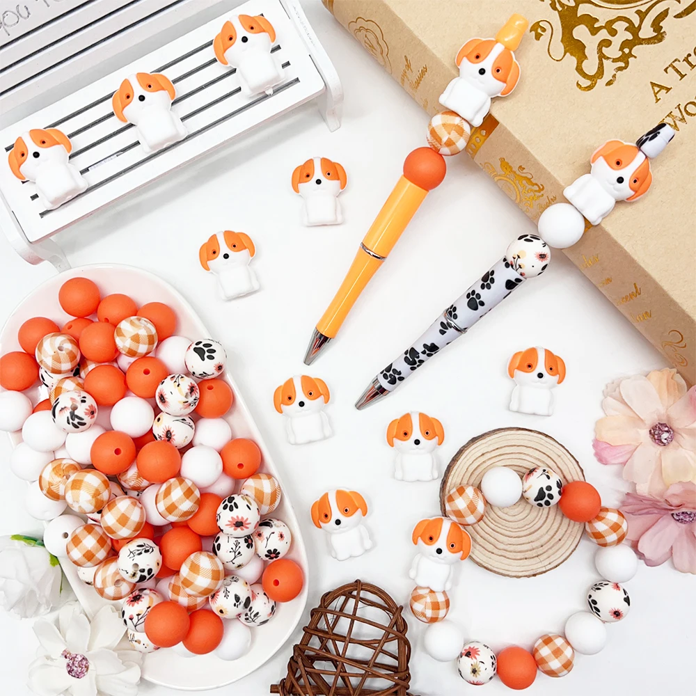 33Pcs Cute Effect Silicone Beads Set DIY Beaded Necklace Bracelet Decoration Pen Jewelry Pendant Etc. Holiday Birthday Gift