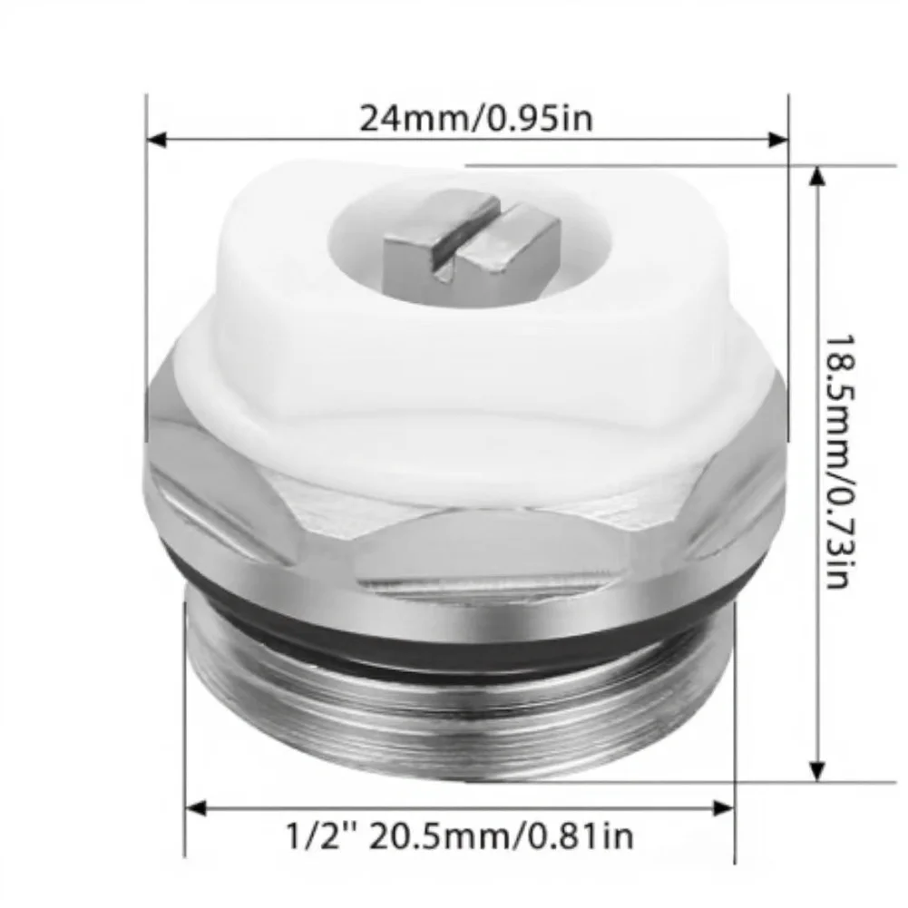5pcs 12 Inch Air Vent Radiator Bleed Valve for Central Heating Systems Manual Air Release Brass 1/2 Inch White