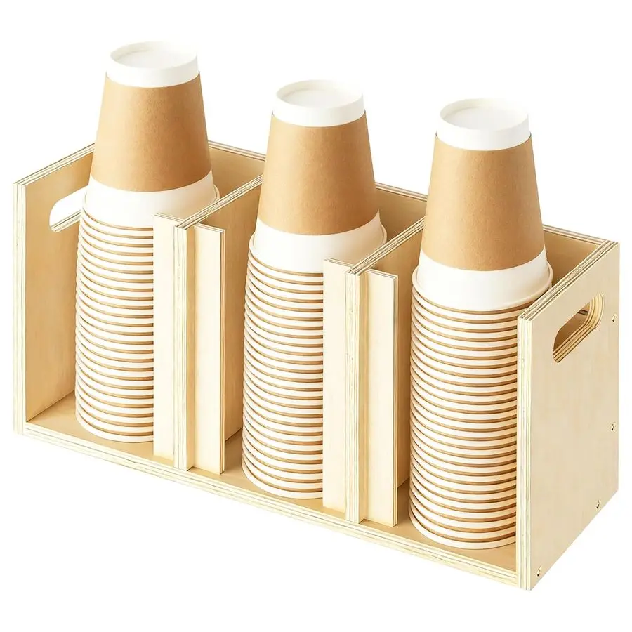 Органайзер с крышкой для чашек, 3 отделения с регулируемыми перегородками для настенного крепления на столешнице, одноразовое хранилище для чашек и крышек, кухня Restaura