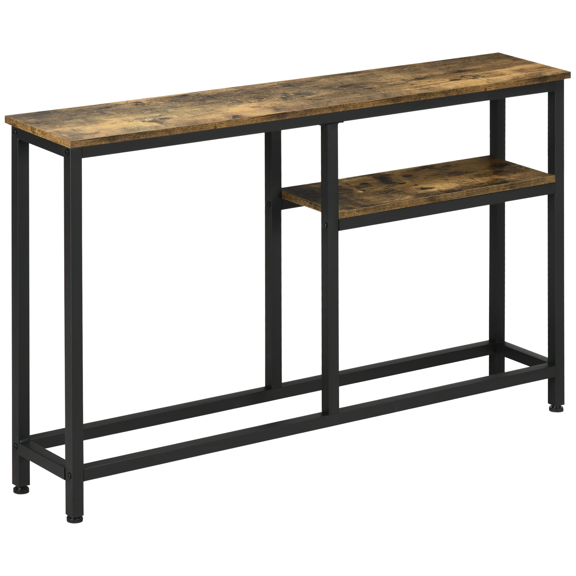 HOMCOM Industrial console table with open shelves 120x23x75 cm Brown