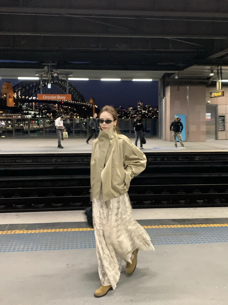 

Женская верхняя одежда Virgo Season с двойной застежкой на пуговицах, воротником-стойкой, весенне-осенняя, премиум-класса, комфортная, из хлопка, длинная, в разных цветах.