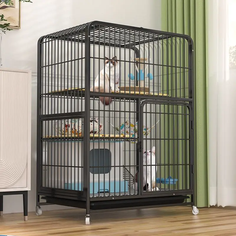 

Thickened cat cage home indoor cat villa large free space with toilet integrated cat nest house multi-storey