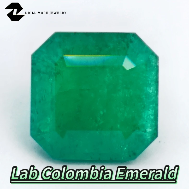 

Lab Grown Columbia Emerald Asscher Shape Hydrothermal Inclusion Crack Green Gemstone for Jewelry Making Material Selectable AGL
