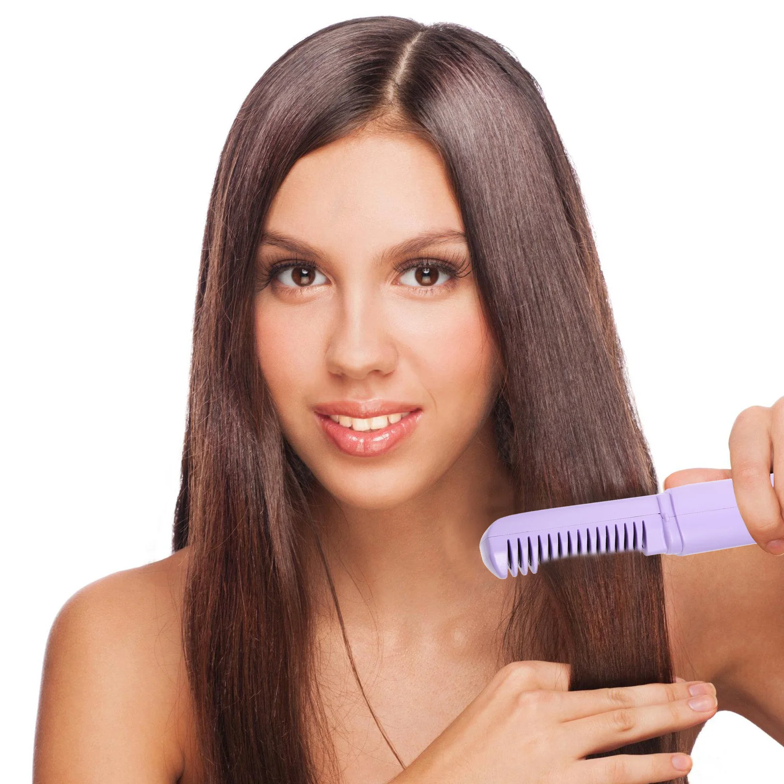 

USB Rechargeable Heated Hair Straightening Comb Portable Cordless Hair Straightener Brush Scalp Massage Travel Friendly