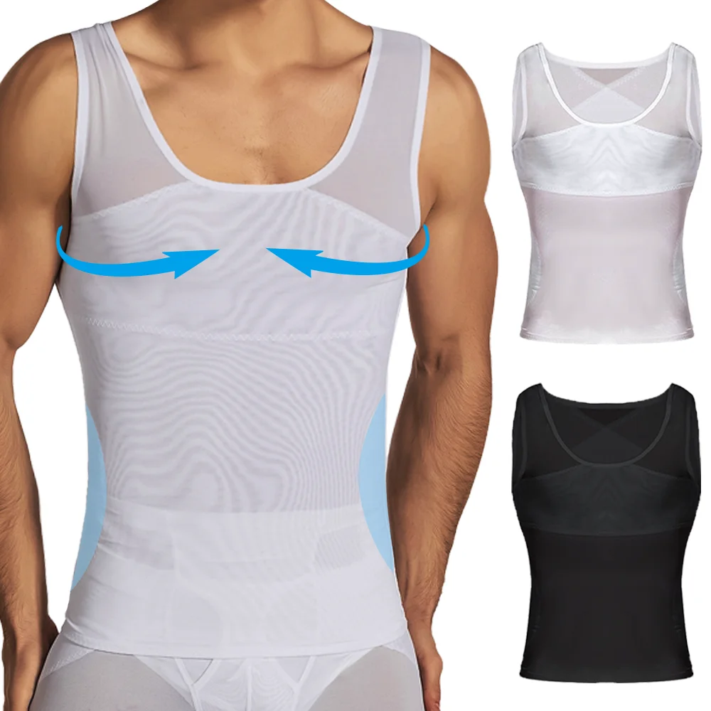 Men Compression Vest for Men Shapewear Chest Abdomen Control Body Shaper Slimming Undershirts Workout Tank Tops Waist Trimmer